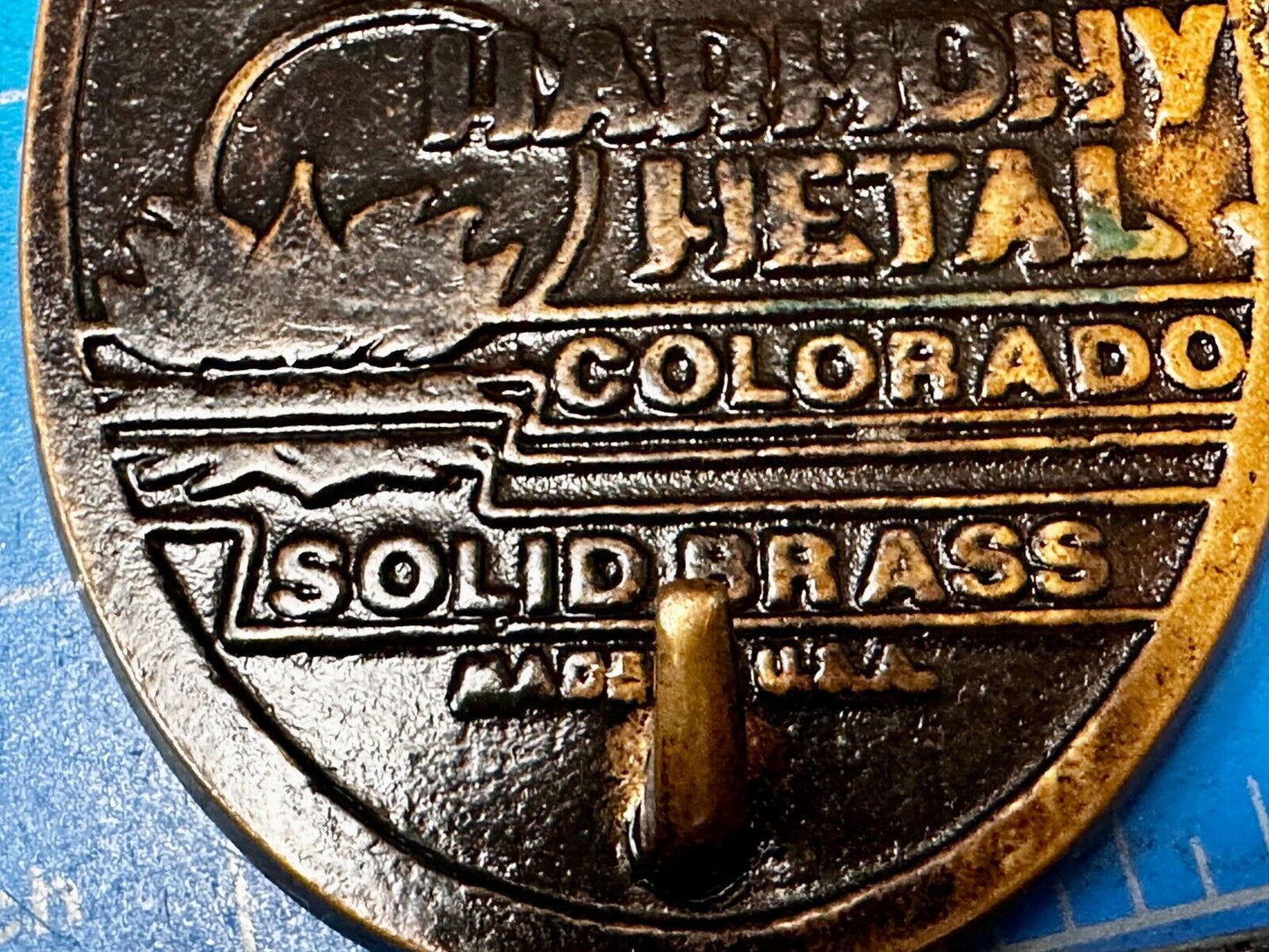 Texas Cutout State Shaped Center On Wooden Vintage Belt Buckle By Harmony Medals