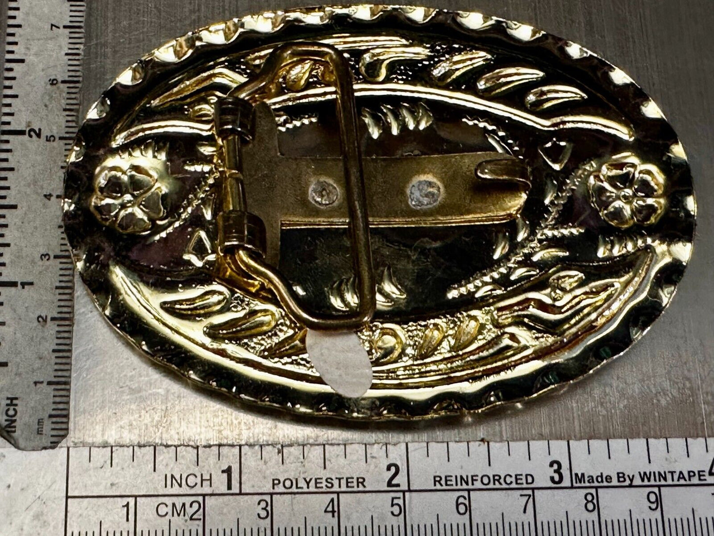 American Bald Eagle Flying Hunting Soaring Ornate Gold Color Western Belt Buckle