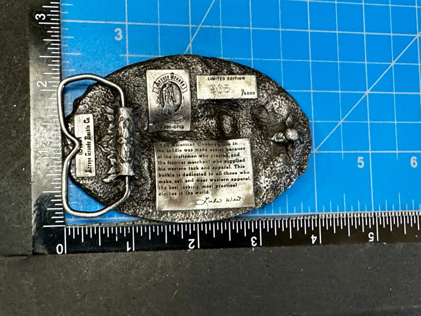 Vintage 1982 American Cowboy Commemorative Vintage Arroyo Grande Belt Buckle