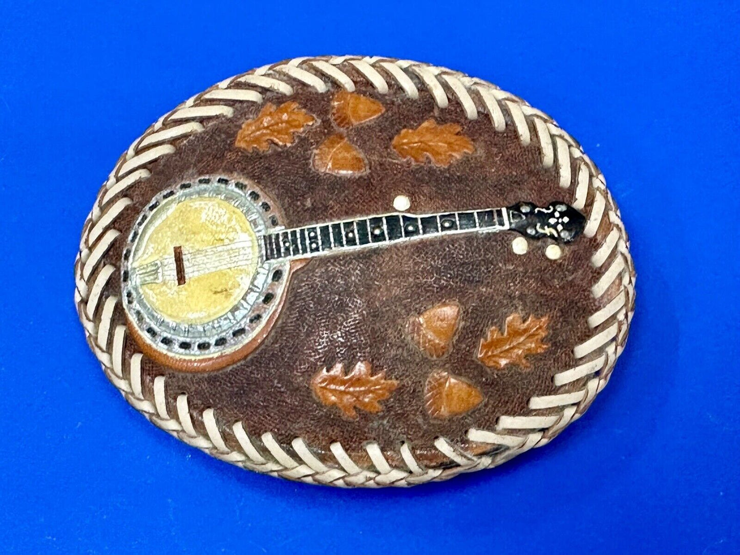 Banjo Country Music Bluegrass Pickers Gorgeous Snake Skin Vintage Belt Buckle