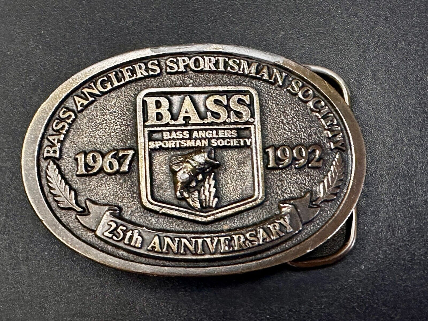 1992 Bass Anglers Sportsman Society Club 25th Anniversary Fishing Belt Buckle