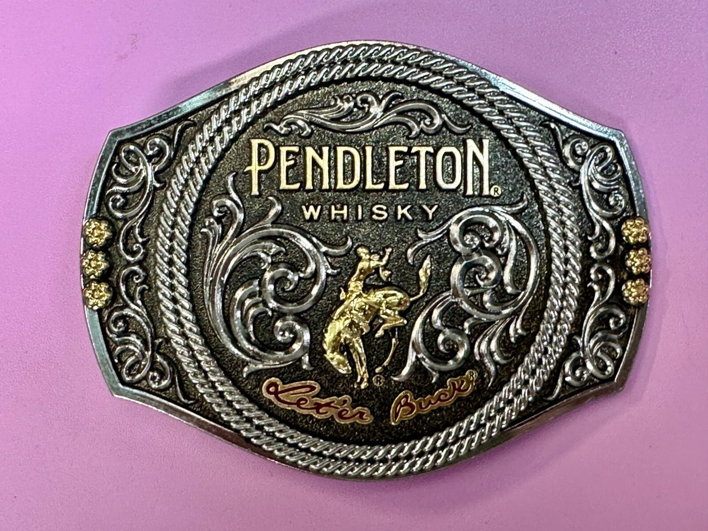 2021 Pendleton Whiskey Let'er Buck Rodeo Cowboy Montana Silversmiths Belt Buckle