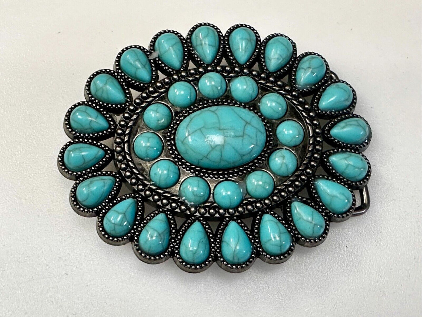Beautiful Faux Turquoise Covered Hippie Vibe Western Cowgirls Belt Buckle #2049