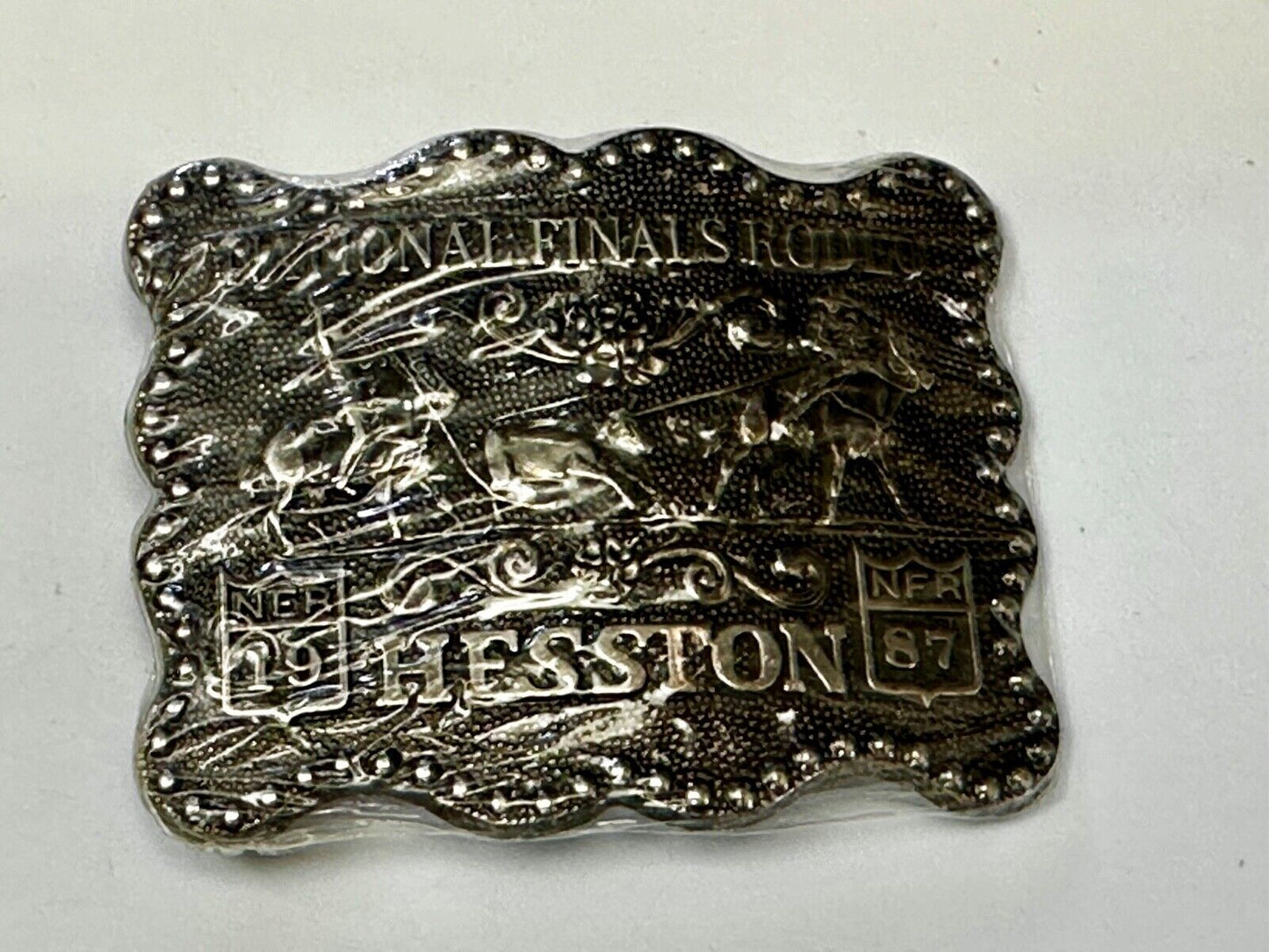 1987 National Finals Rodeo NFR Cowboy Western NOS Belt Buckle in wrap