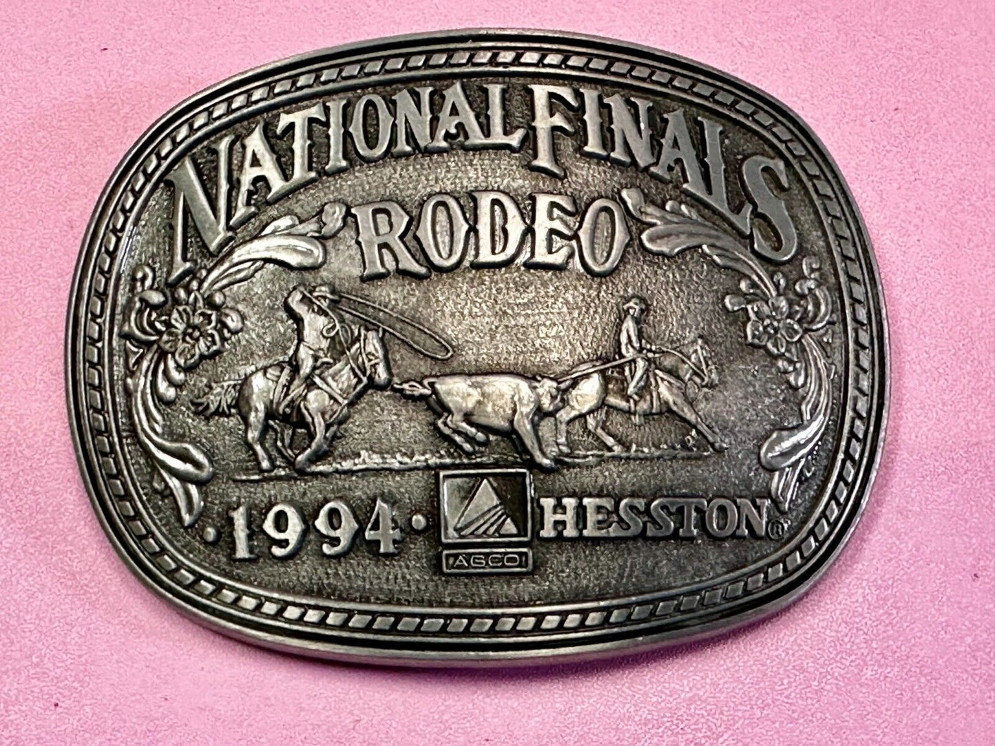 1994 ADM Hesston NFR National Finals Rodeo Cowboys Western Belt Buckle