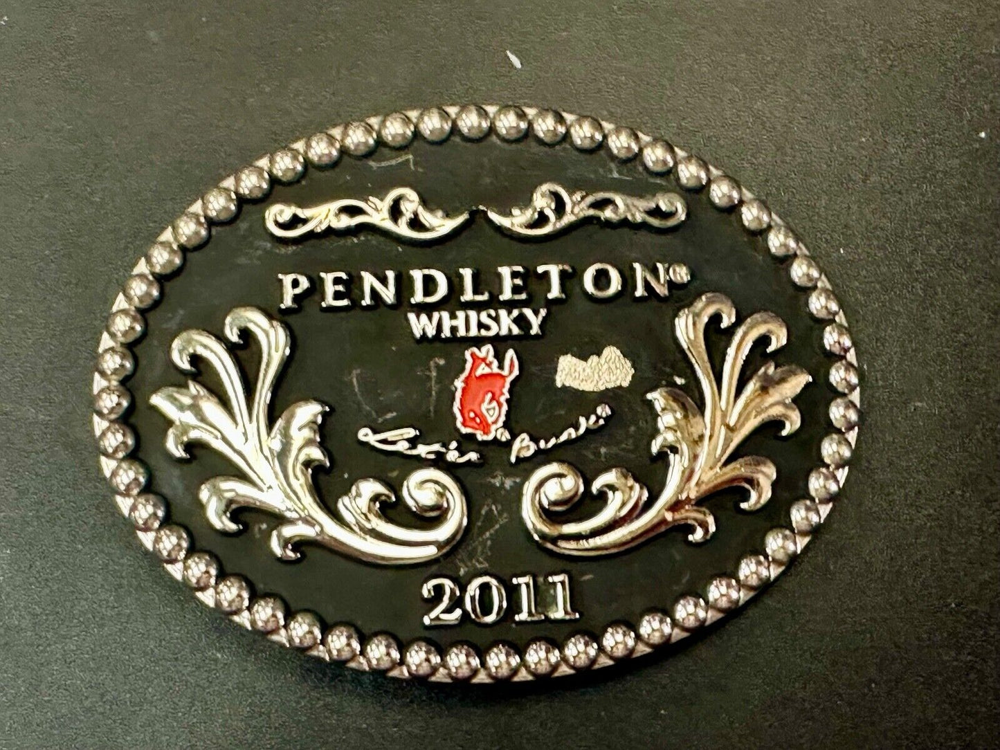 2011 Pendleton Whiskey Let'er Rodeo Cowboy Montana Silversmiths Buck Buckle