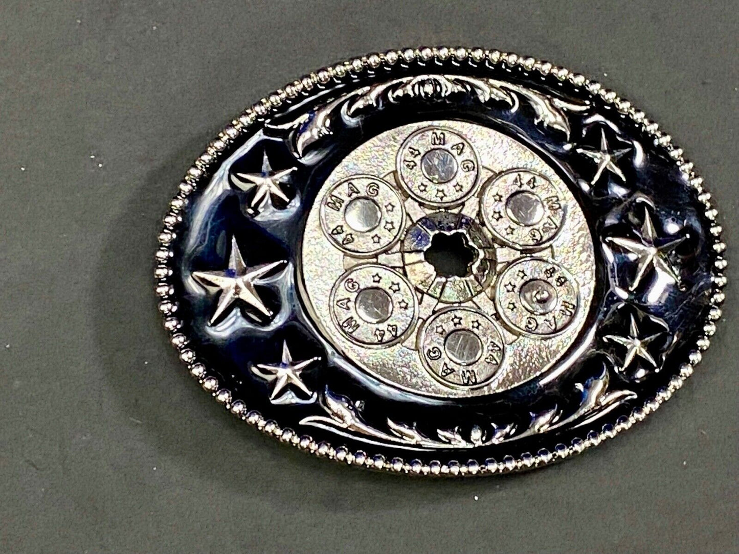 44 Mag Gun Collectors Bullets As Centerpiece In Western Cowboys Belt Buckle