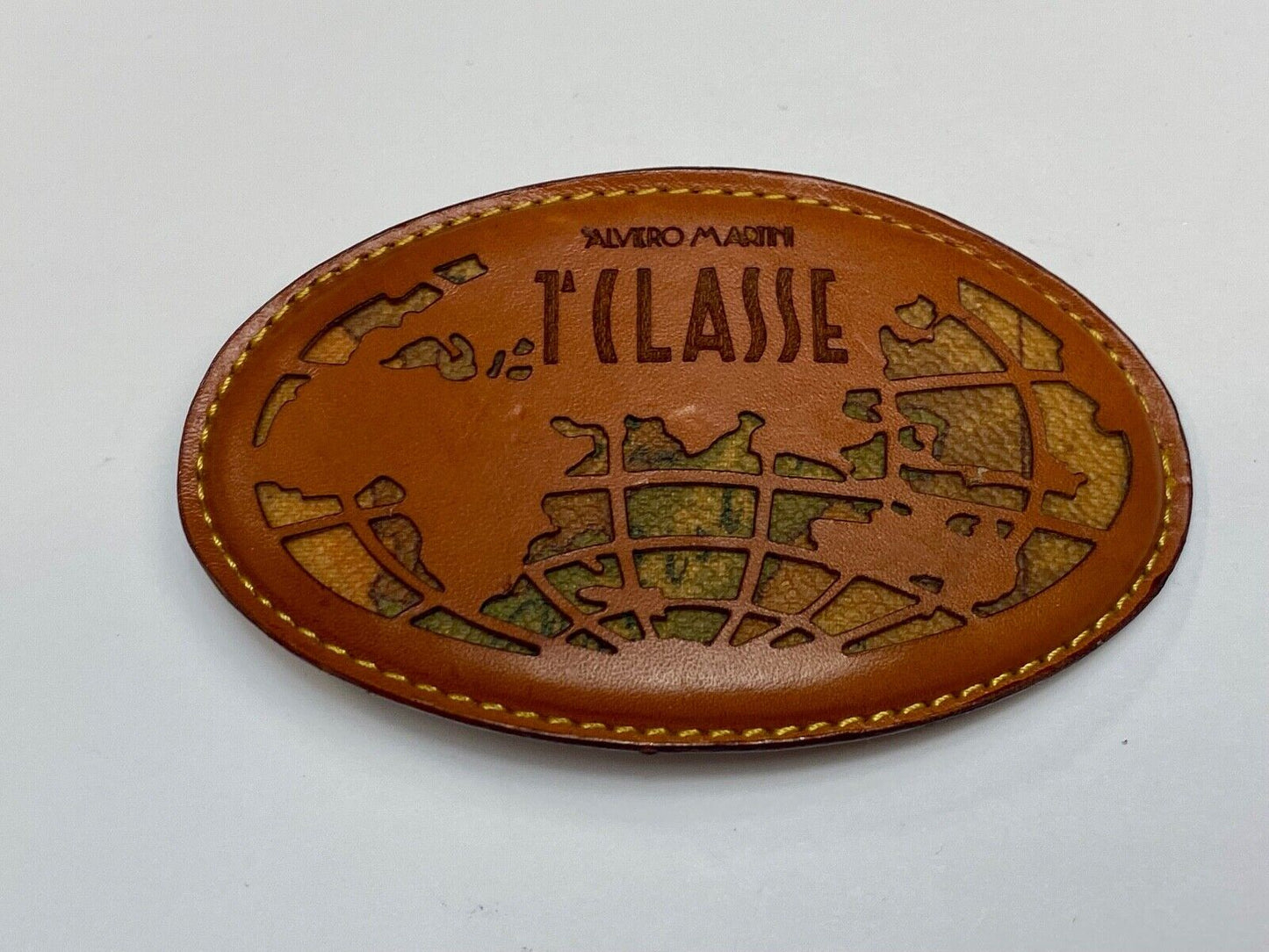 TILASSE Alviero Martini Leather Oval Snake Skin inlaid Belt Buckle made in Italy