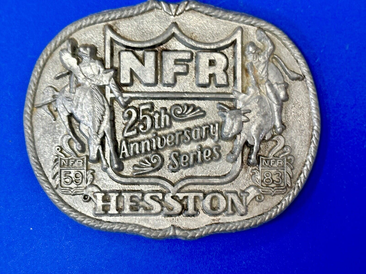 1983 Hesston National Finals Rodeo 25th Anniversary Adult Collectors Belt Buckle