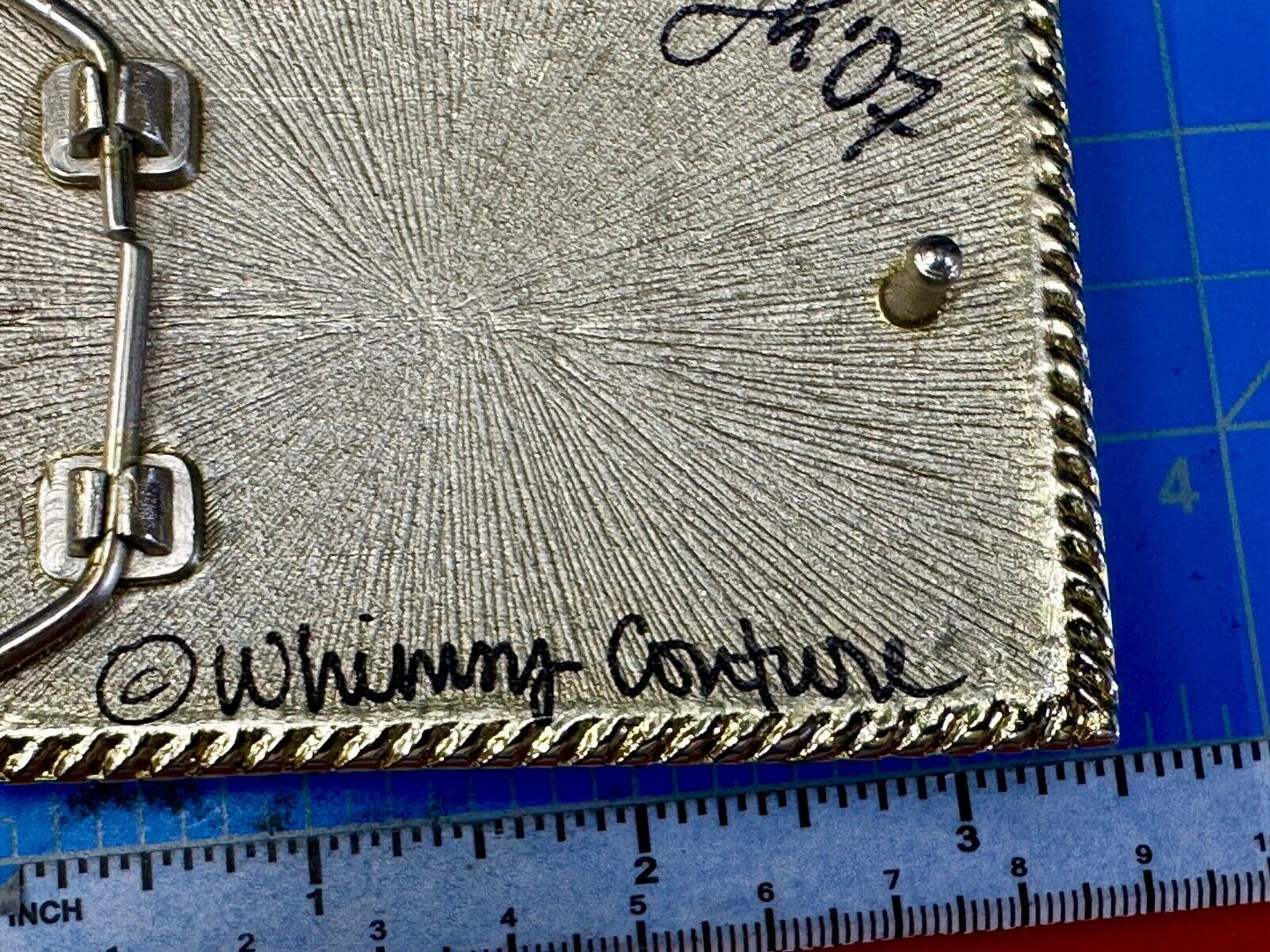 Artisan Whimmg Couture Saints Symbol Fleur de lis Belt Buckle rhinestone accents