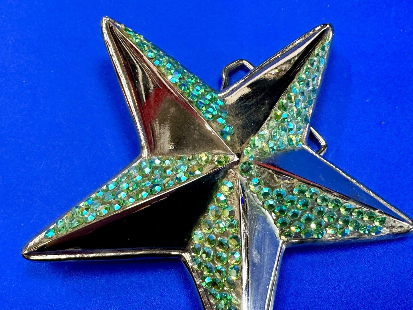 3D STAR dimensional vintage belt buckle by silver star - missing rhinestone's