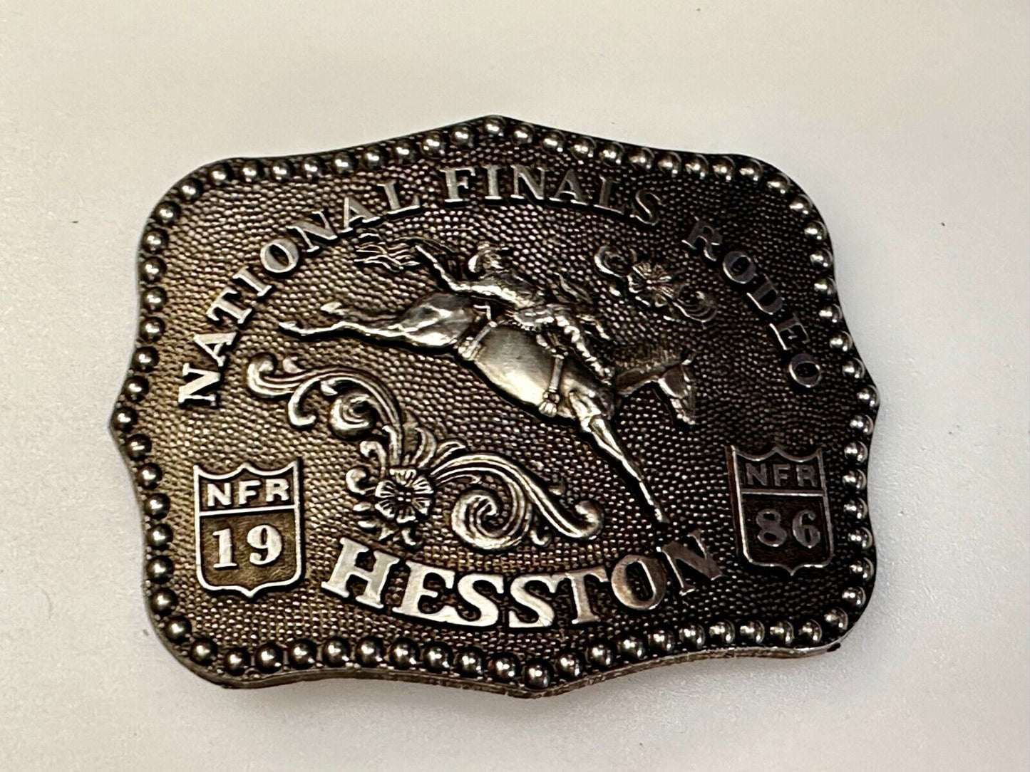 1986 Hesston NFR National Finals Rodeo Cowboys Western Belt Buckle