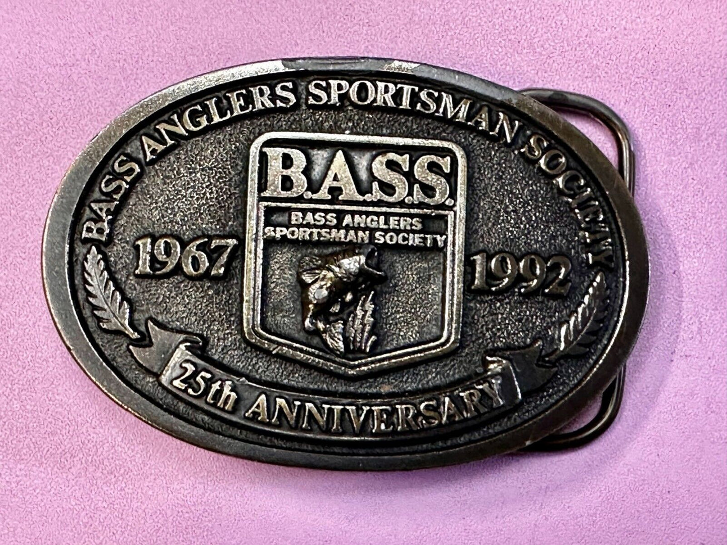 1992 Bass Anglers Sportsman Society Club 25th Anniversary Fishing Belt Buckle