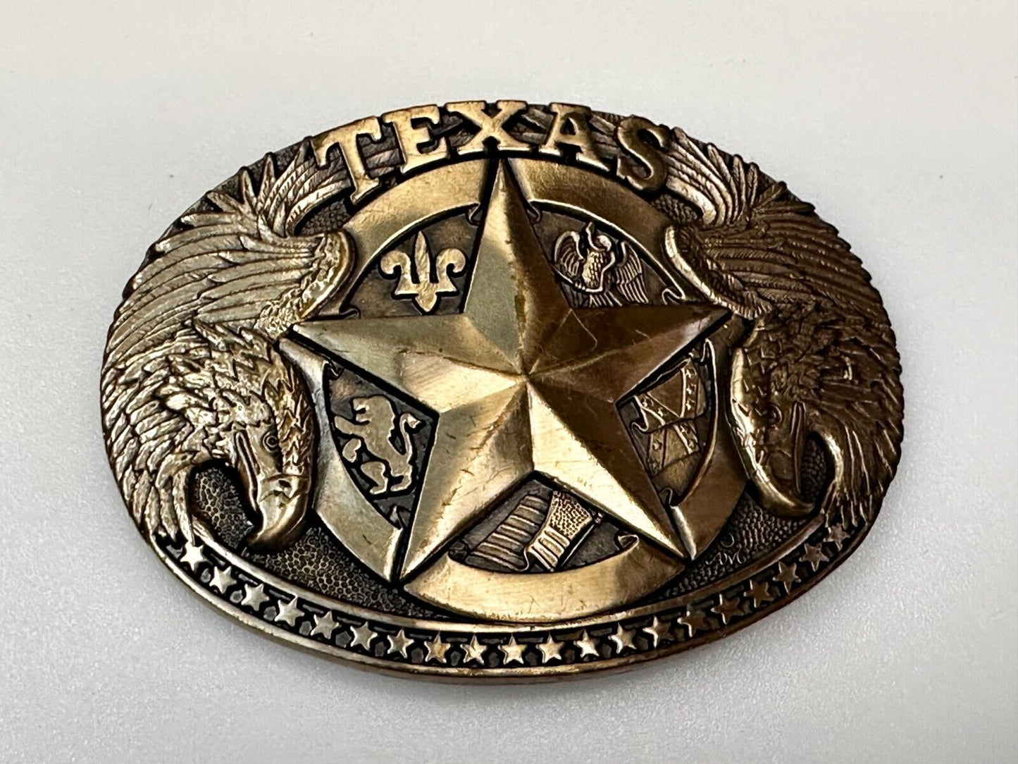 The Texas Lone Star Eagles Flag Solid Brass Award Design Medals Belt Buckle