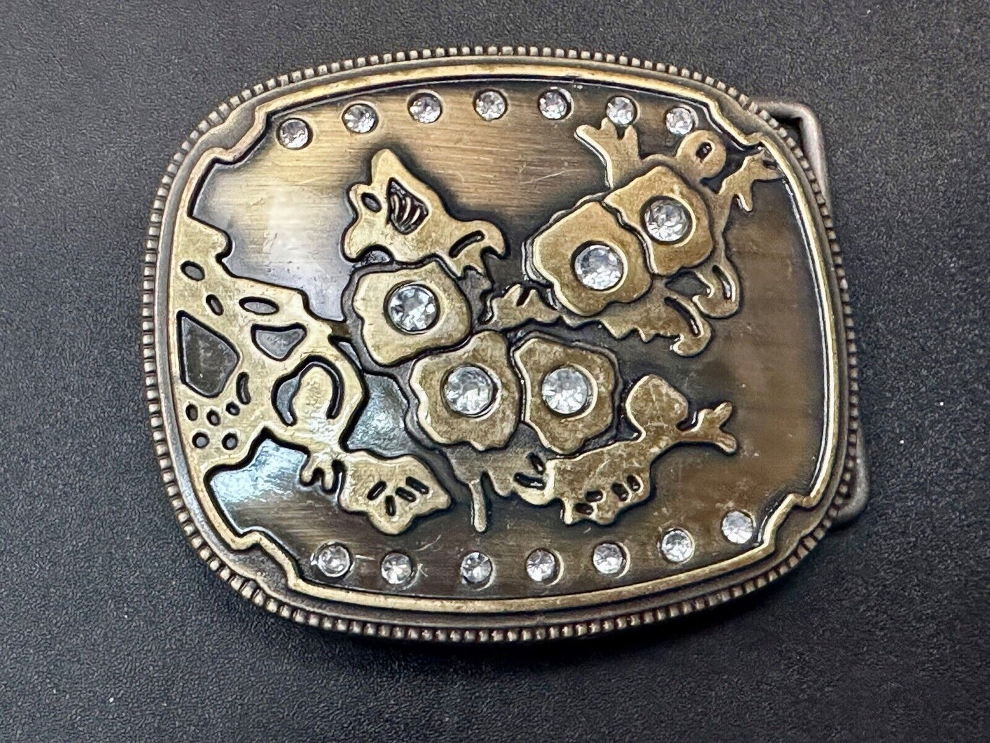 Abstract World MAP globe theme rhinestone accented belt buckle