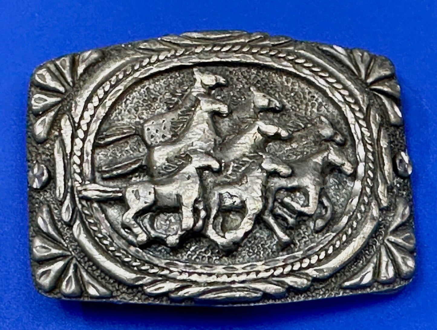 Texas longhorn - Vintage EGE 93 laser diamond etched cut Belt Buckle