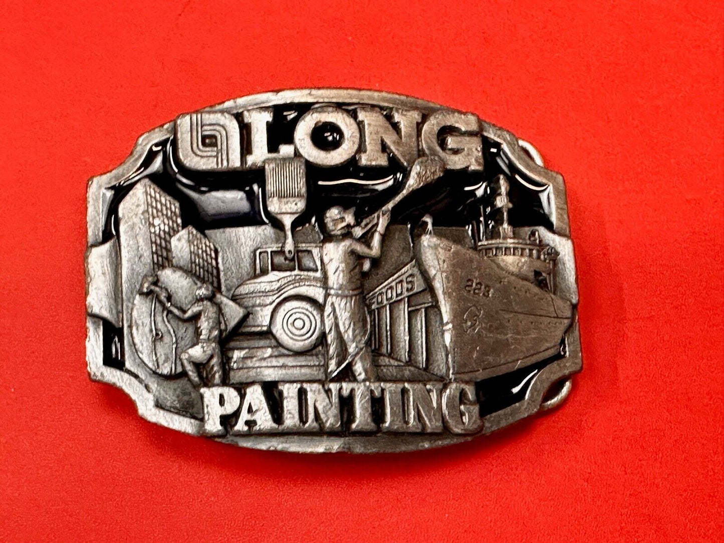 Vintage 1989 LONG painting - Neat Clean Finishing belt buckle