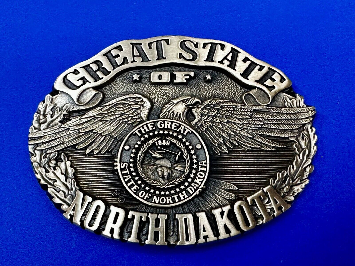 The Great State of North Dakota Vintage Award Design Medals 1st Edn Belt Buckle