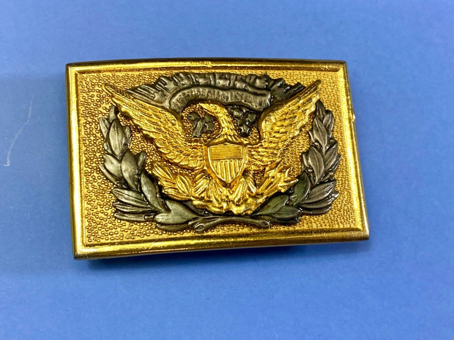 Vintage American Eagle Shield Olive Branch Emblem belt buckle & table plaque
