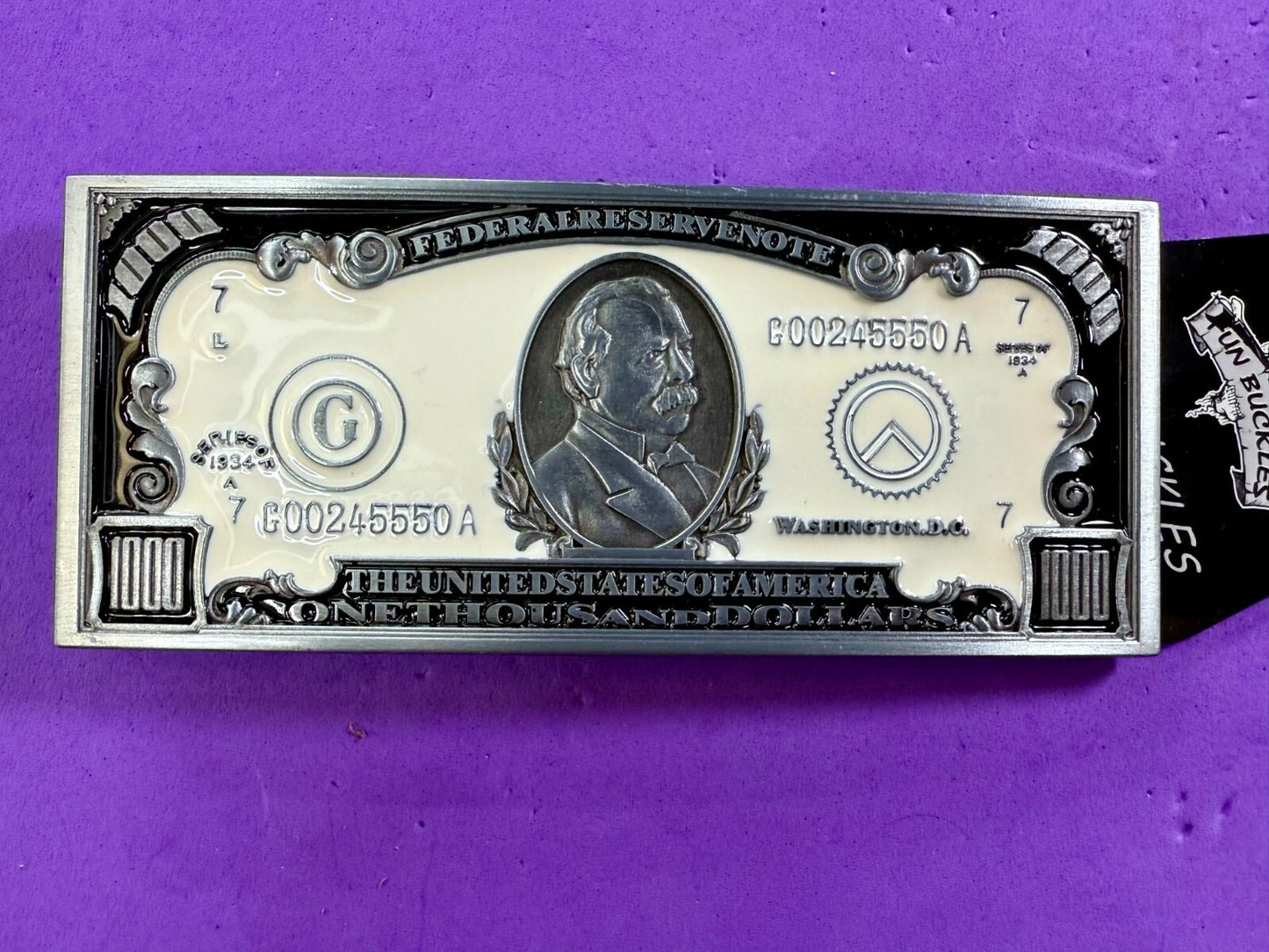 Thousand Dollar Bill New LARGE Novelty Belt Buckle