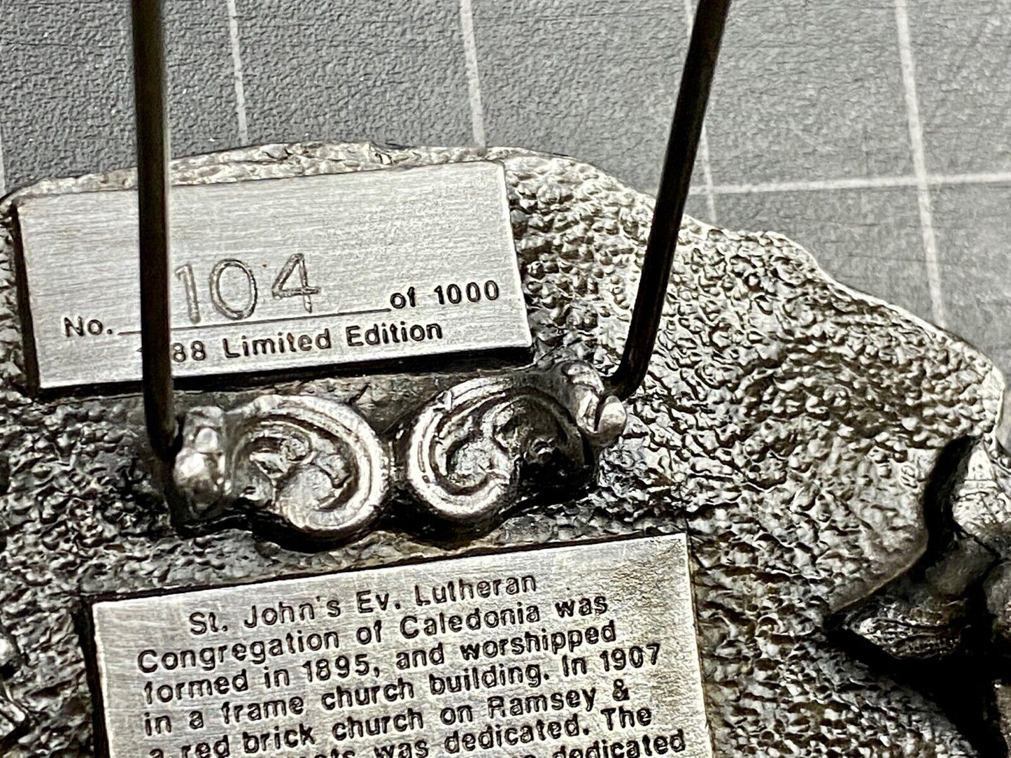 Vintage 1988 - Founder’s Days Caledonia MN belt buckle St Johns Lutheran Church