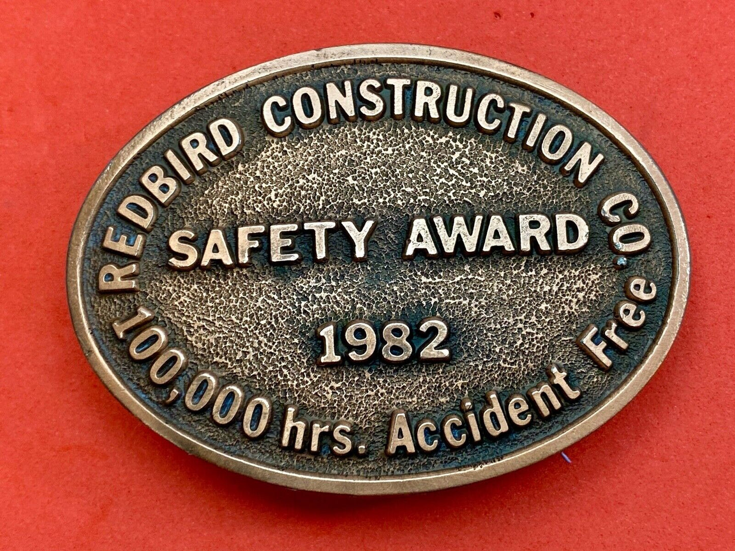 1982 Redbrid Constitution company - Accident free Safety Award belt buckle