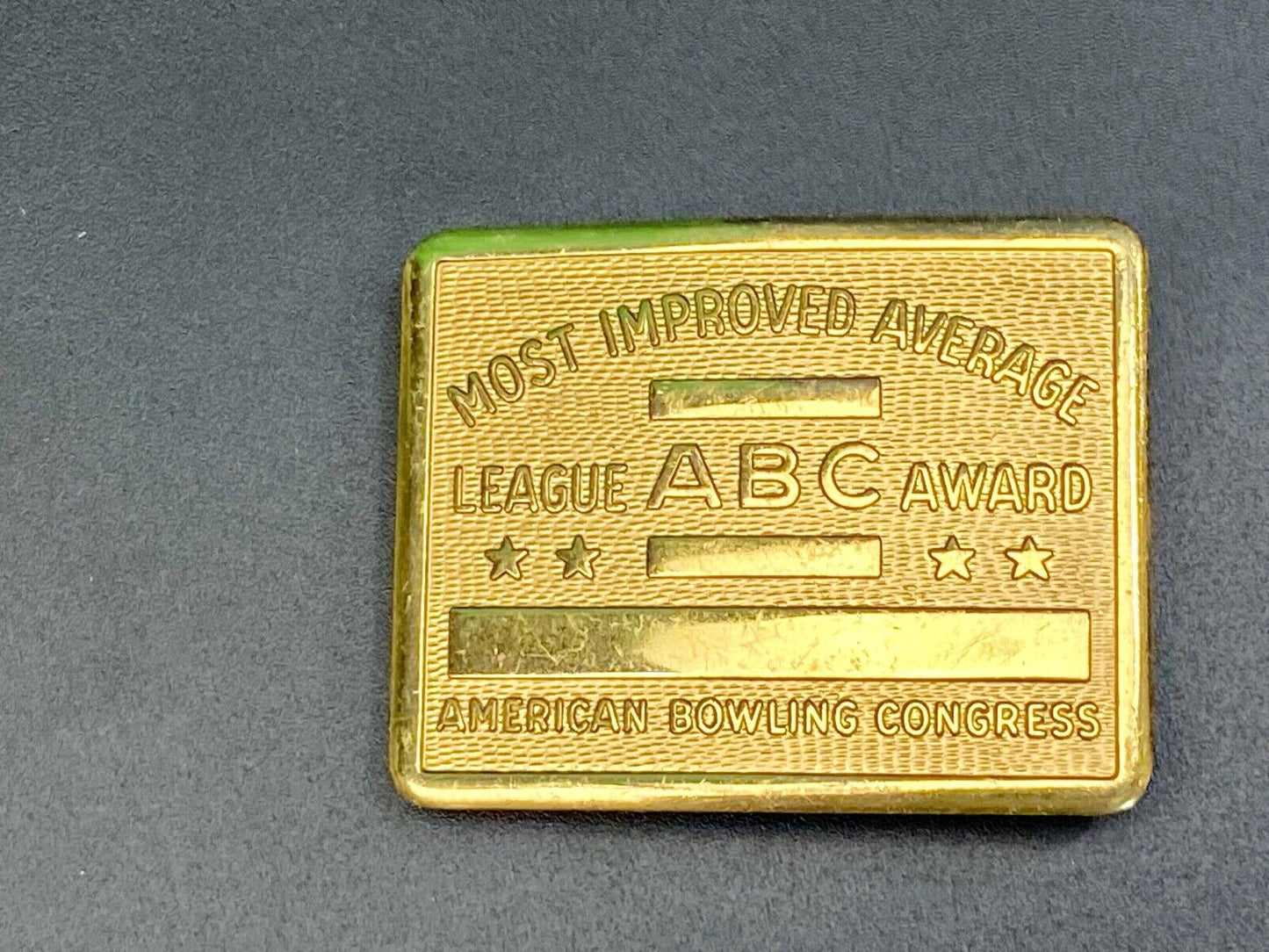 Vintage 70s AMERICAN BOWLING CONGRESS Most Improved ABC LEAGUE AWARD BELT BUCKLE