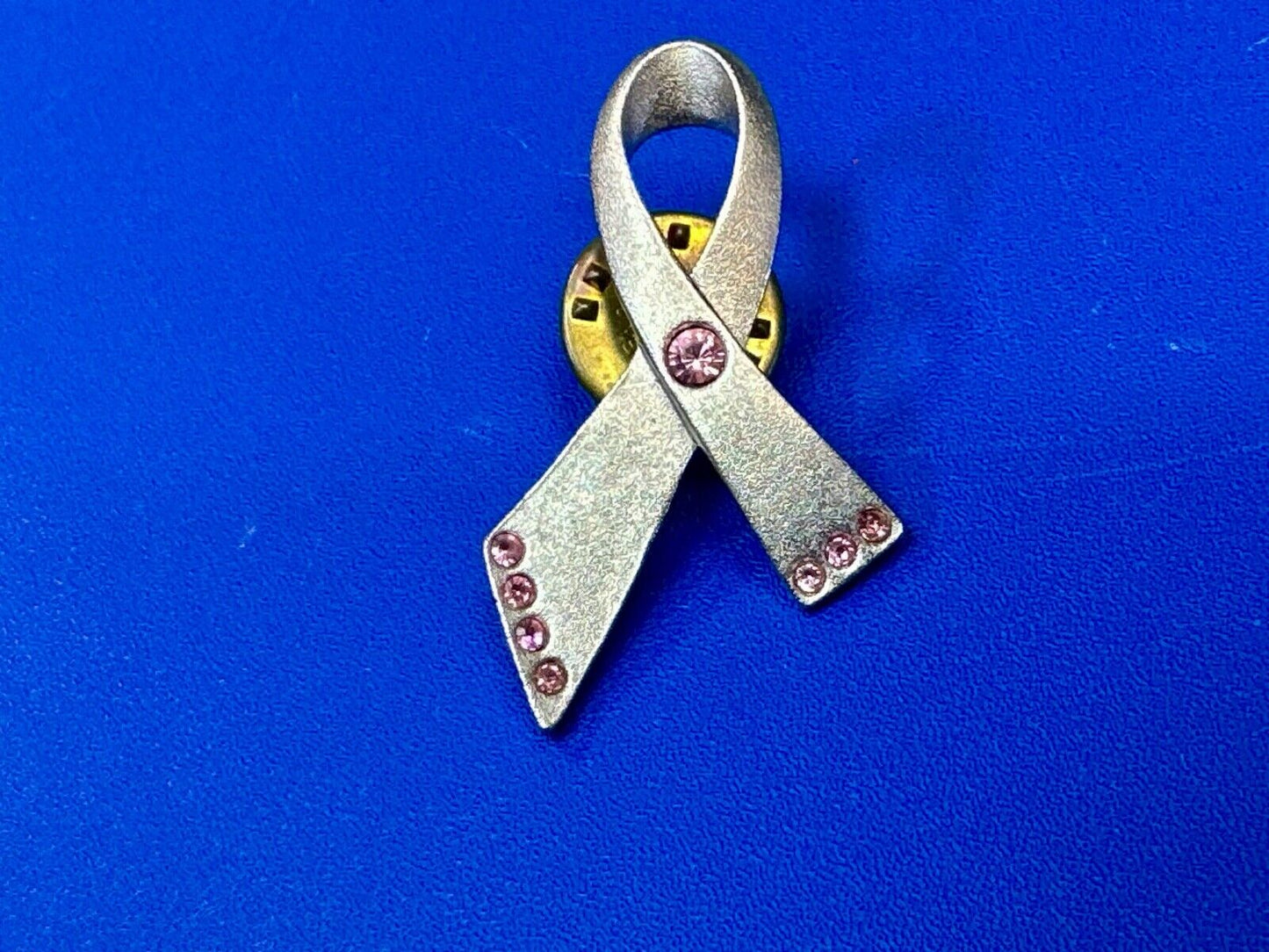 Avon signed cancer awareness vintage brooch pin with pink rhinestone