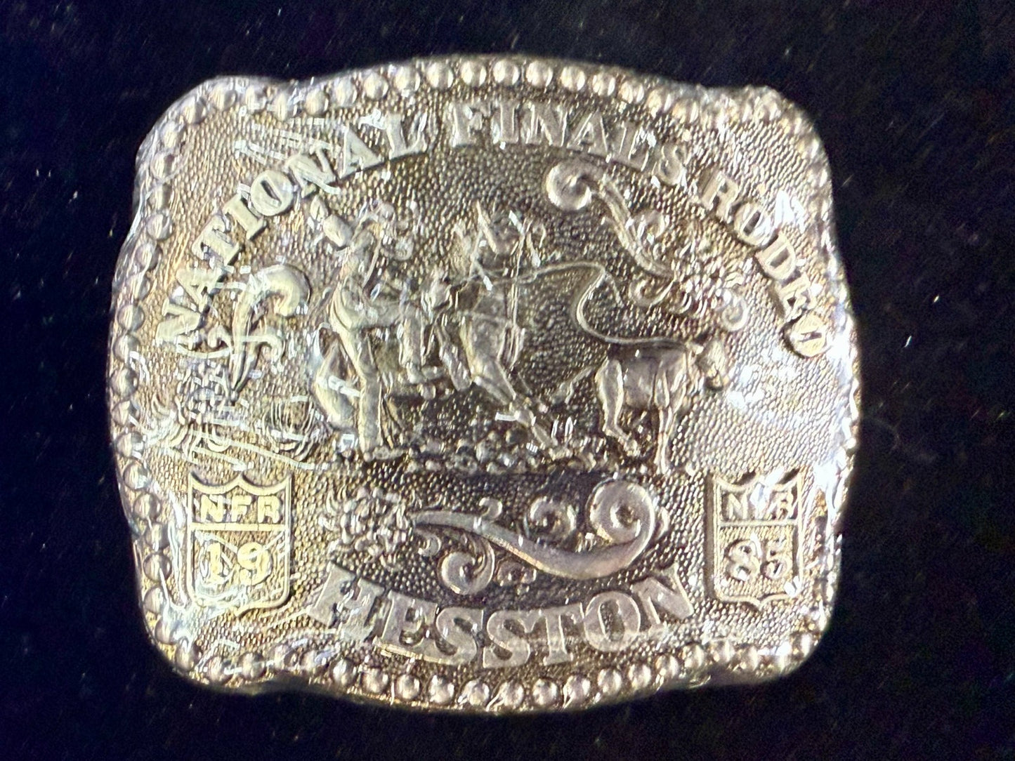 1985 Hesston NFR National Finals Rodeo Calf Roping NOS Collectors Belt Buckle