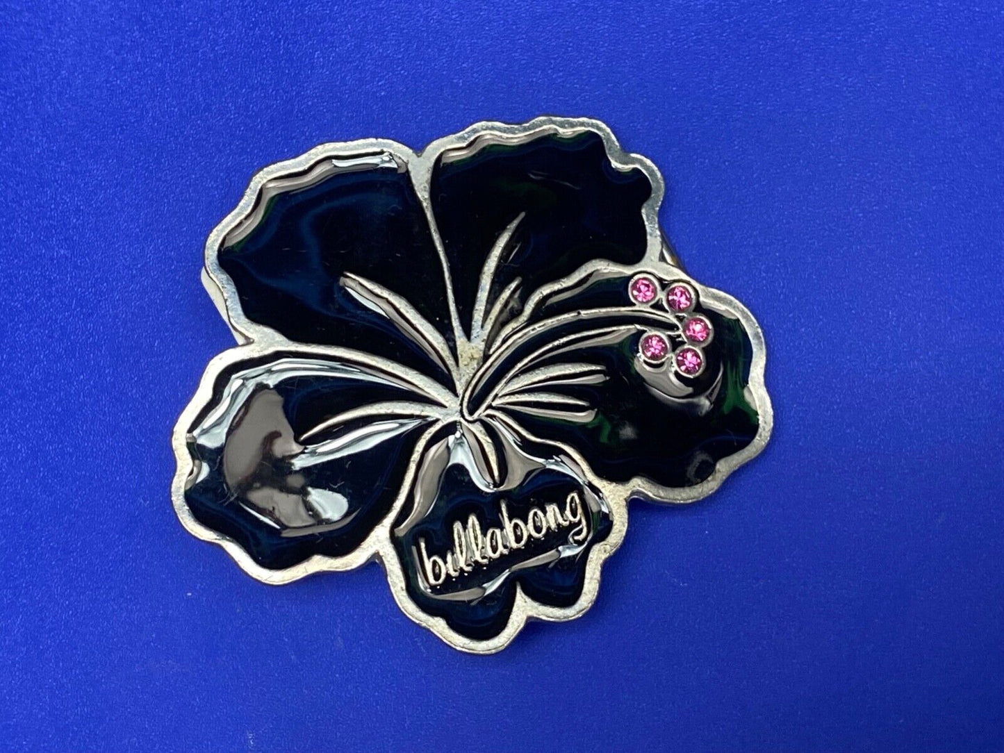 Billabong Belt Buckle Black & Silver Jeweled Flower - Australian Surf Company