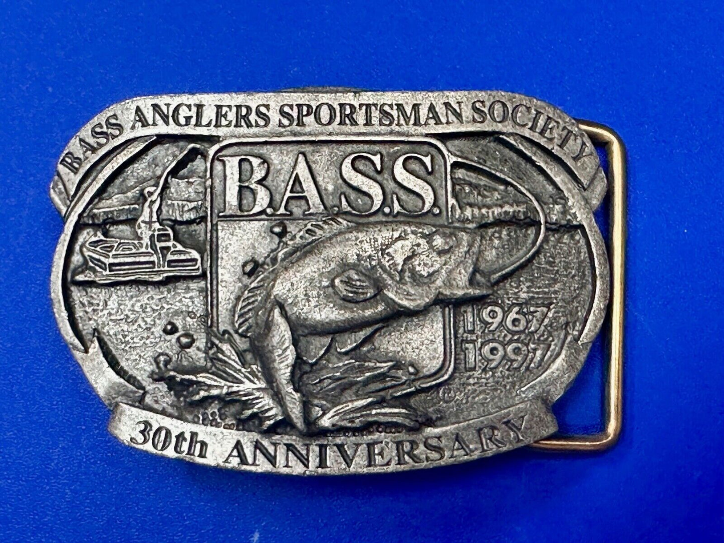 1997 BASS Bass Anglers Sportsman Society Fishing 30th anniversary belt buckle