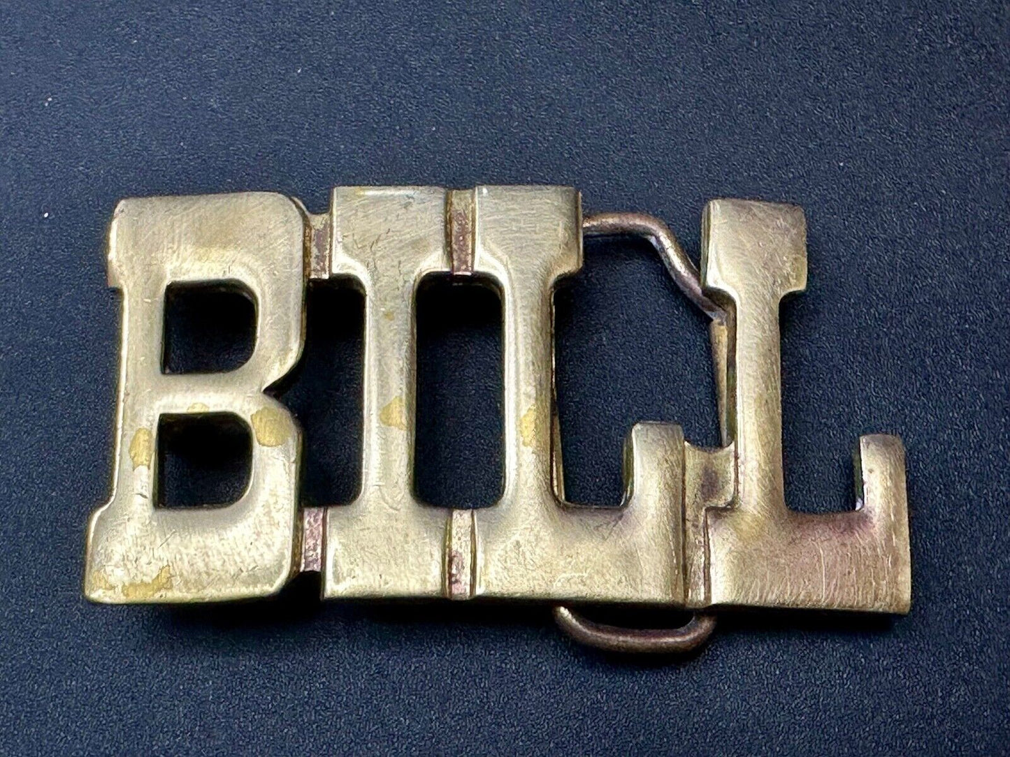 BILL Custom Name in cutout block letters solid brass Baron Belt Buckle