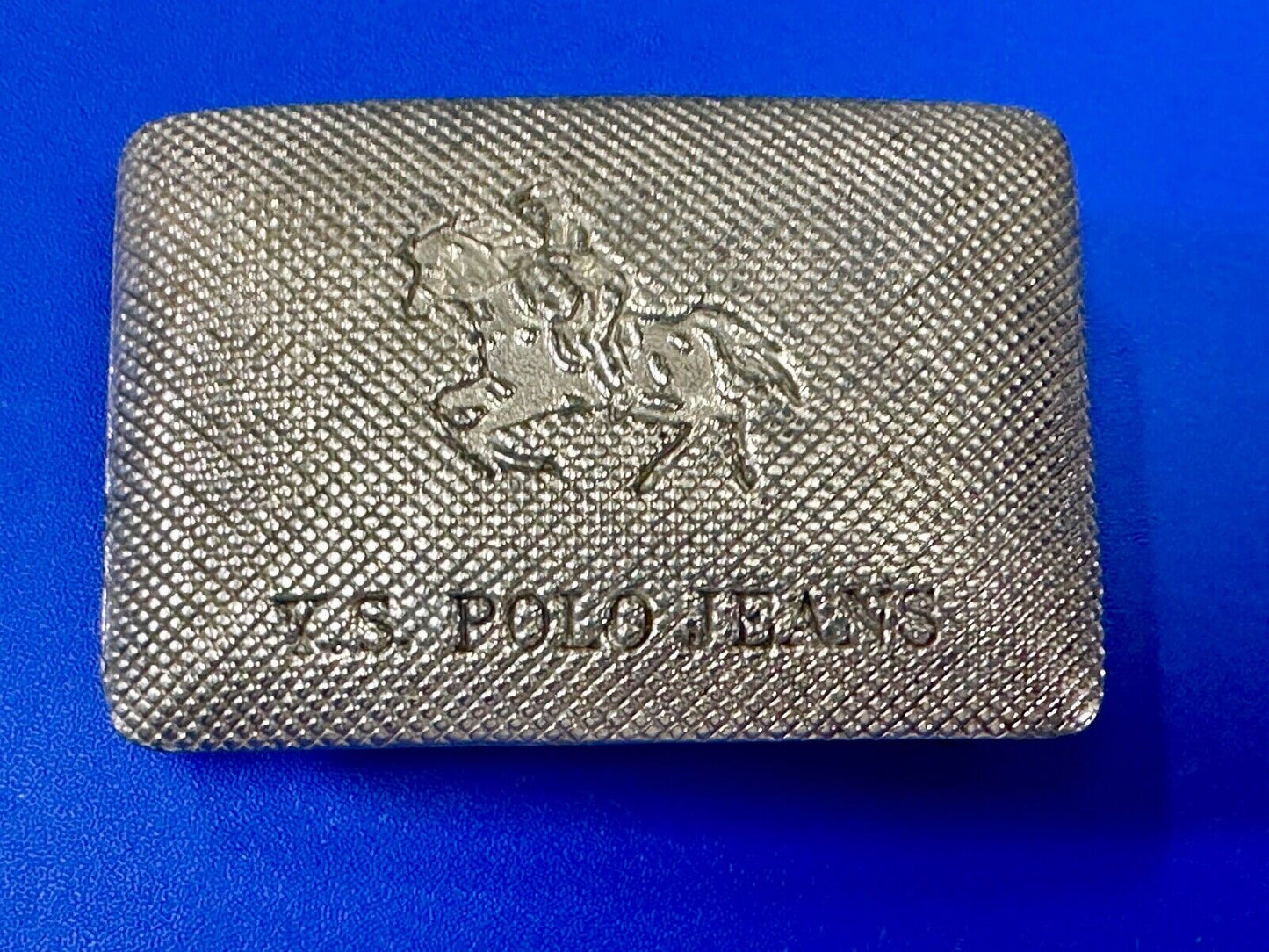 US Polo Jeans Horse Riding Polo Player Silver Tone Rectangular Belt Buckle