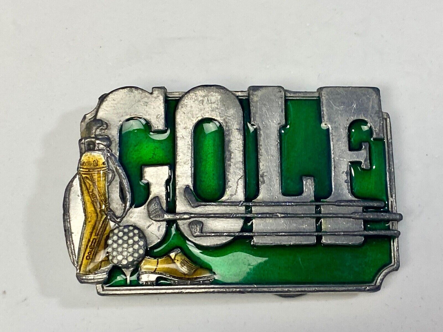 Vintage 1985 GOLF K-30 Lovers 3 D Metal Belt Buckle by Siskiyou perfect gift!