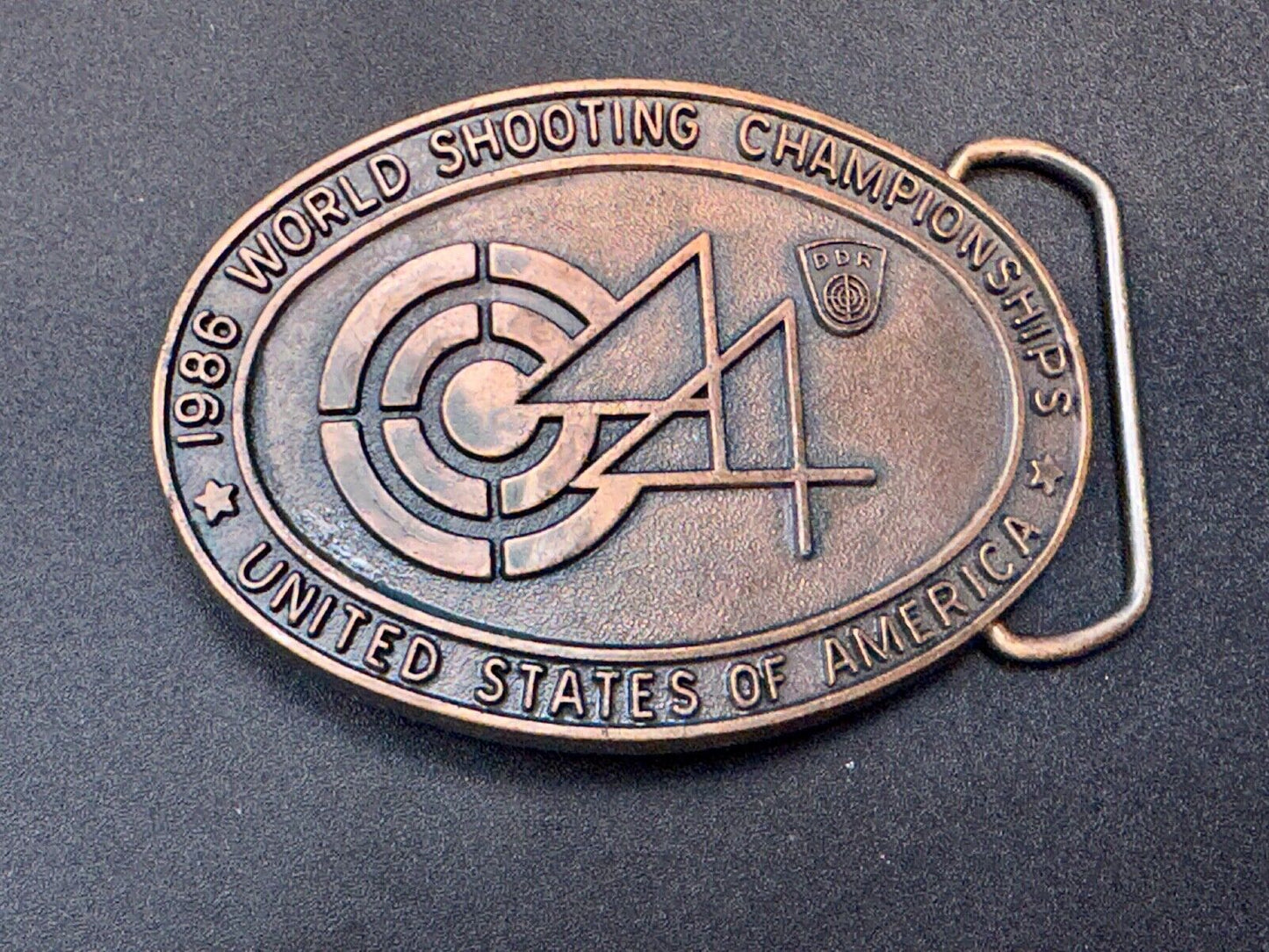 Vintage 1996 44 Wold Shooting Championships United States of America belt buckle