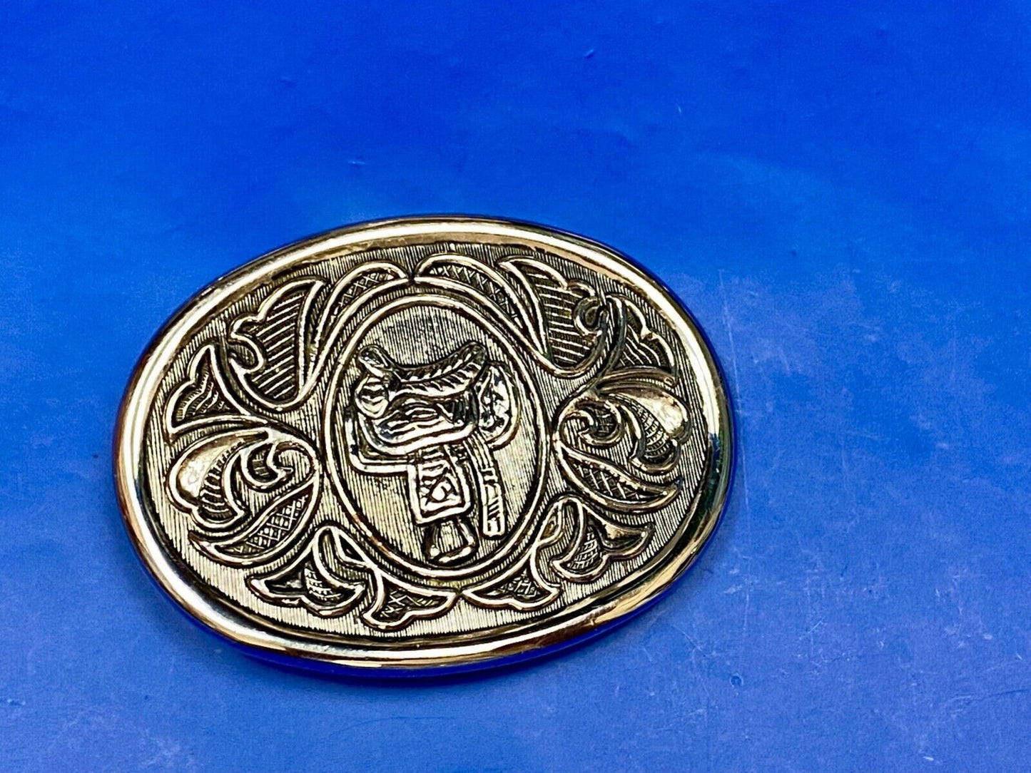 Vintage Avon Silver Tone Western Horse Saddle Cowboy Belt Buckle