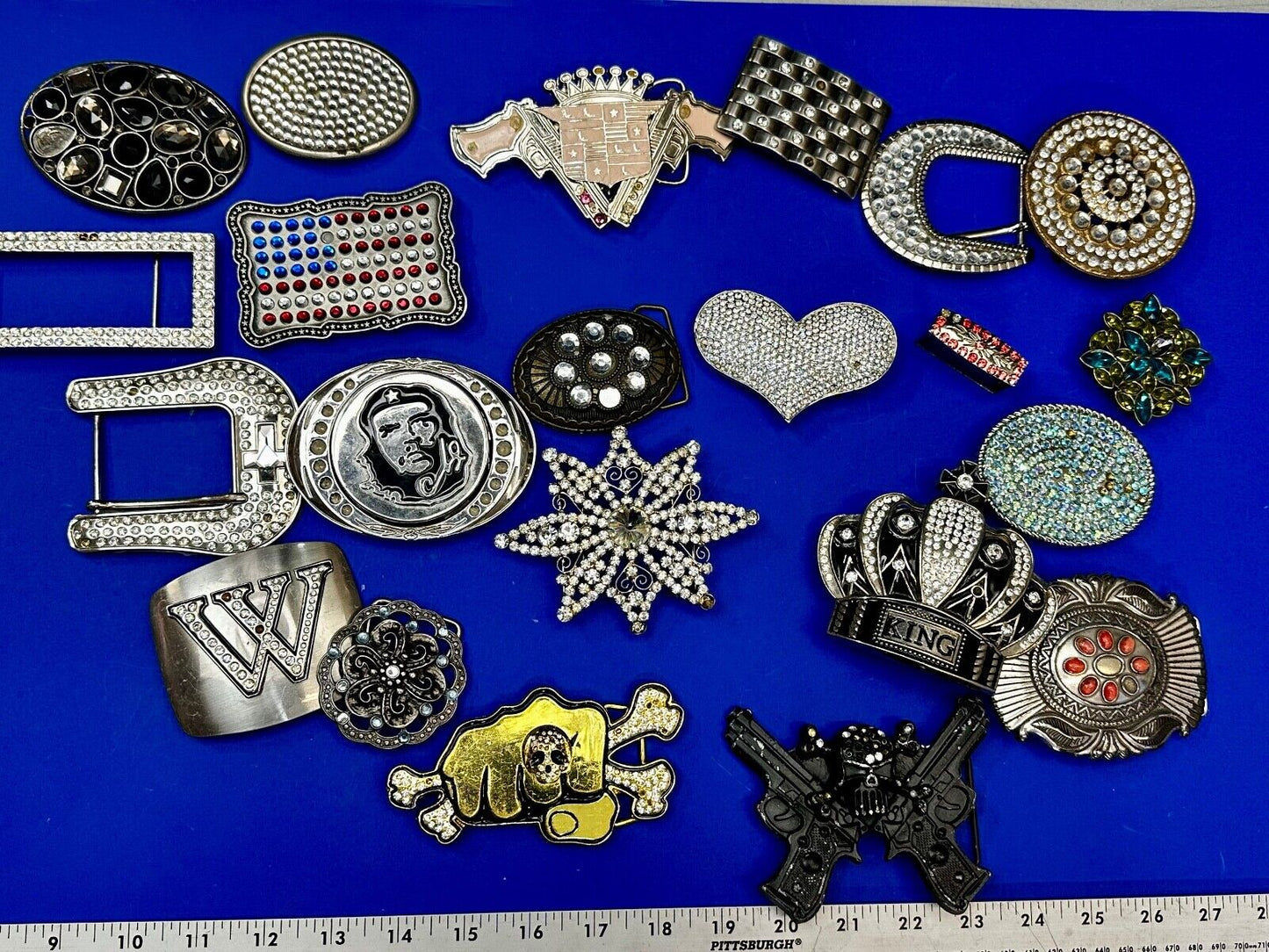 21 Bulk Lot Junk Drawer Grab Bag of REPAIR Belt Buckle - Missing Rhinestone's