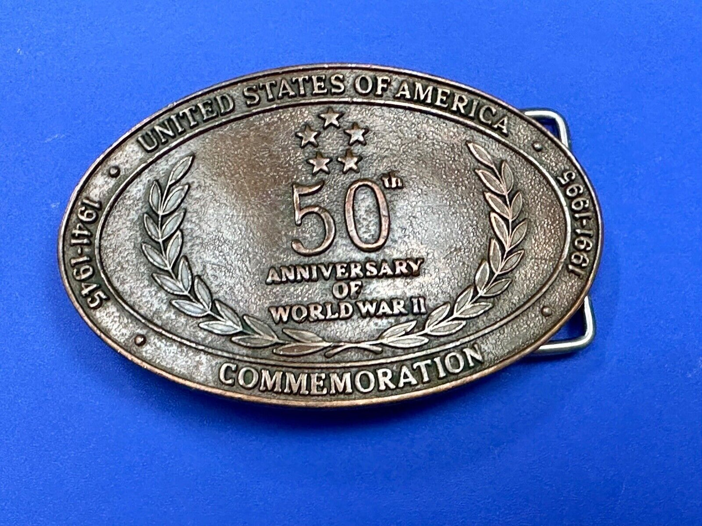 United Stated 50th Anniversary of World War 2 Commemorative belt buckle Crew INC
