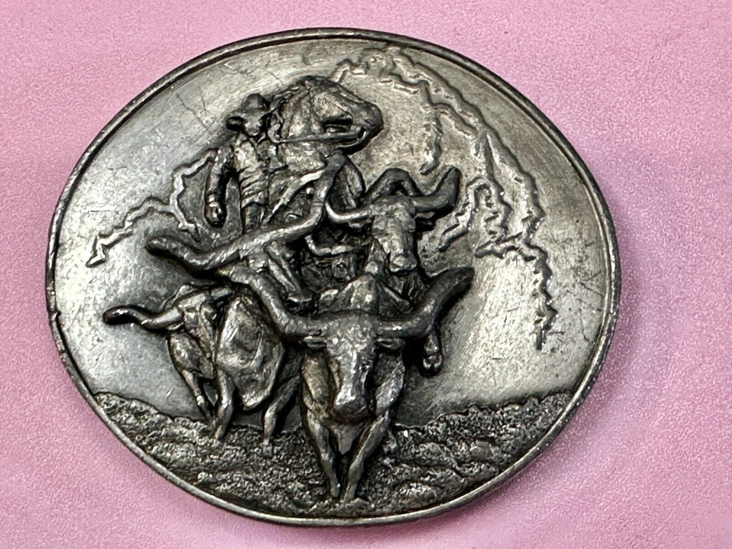 The Cattle Drive Vintage 1991 Belt Buckle by Arroyo Grande Buckle Co.