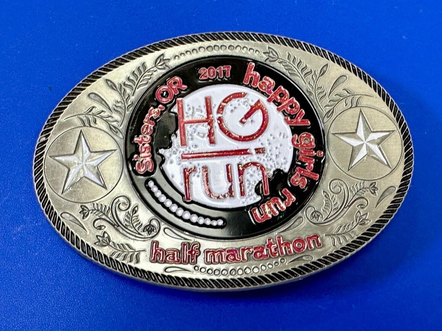 2020 Half Marathon award Happy Girls Sisters Run HG emblem belt buckle
