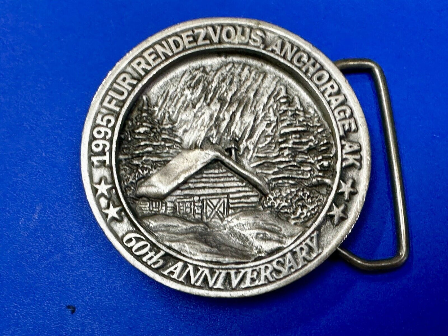 1995 FUR Rendezvous Anchorage Alaska Festival 60Th Anniversary Belt Buckle