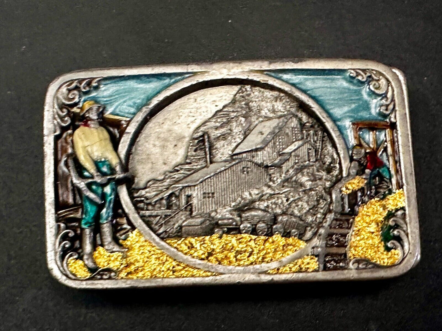Underground Miners Processing Mill Historical Vintage 1983 Siskiyou Belt Buckle