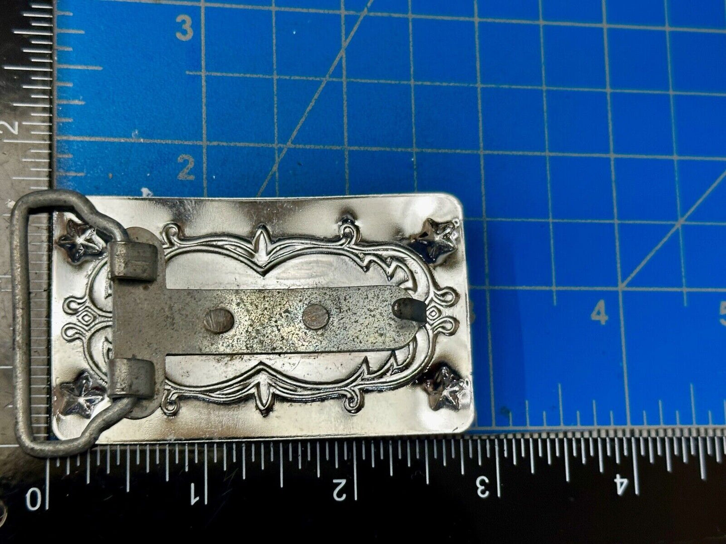 Texas Longhorn Cow Steer on Vintage two tone reflective western Belt Buckle