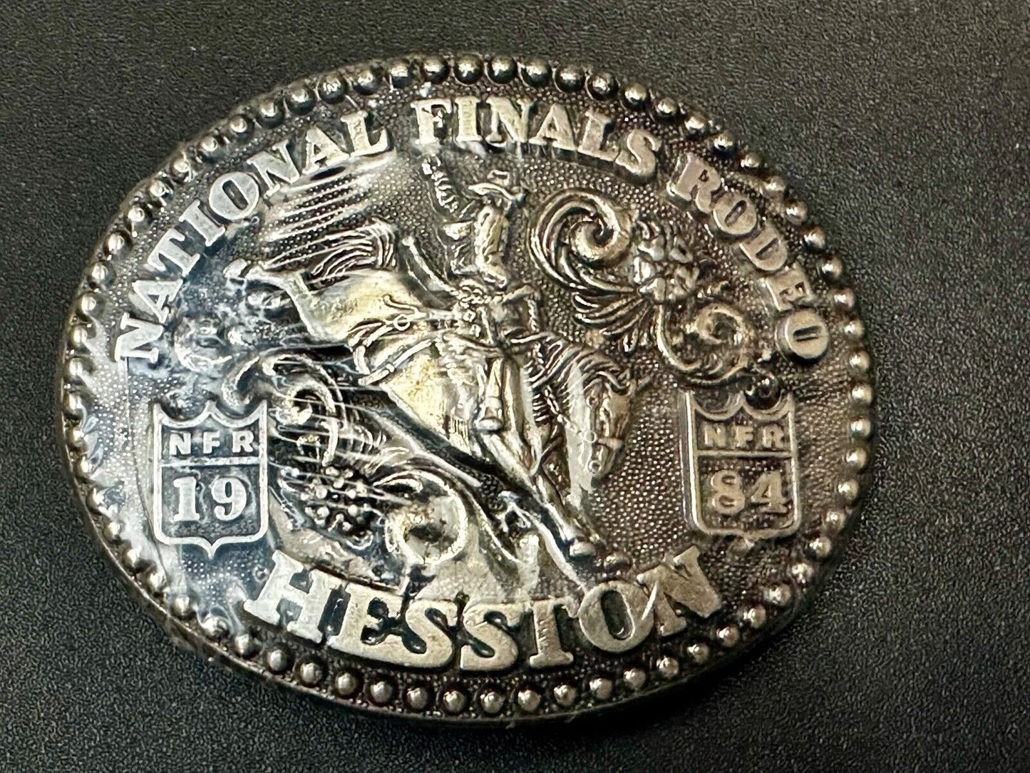 1984 NFR National Finals Rodeo NOS Youth Size Hesston Belt Buckle