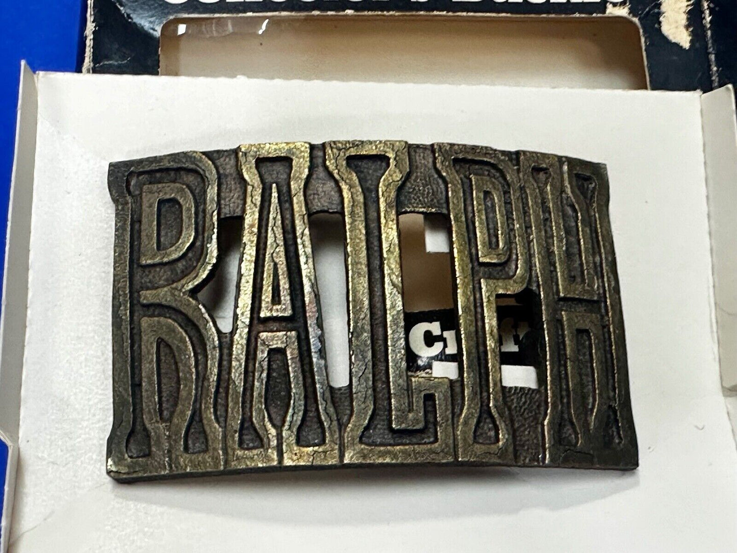 Beautiful Customized Name RALPH Cut-Out Vintage Belt Buckle by THE CHAD - in box