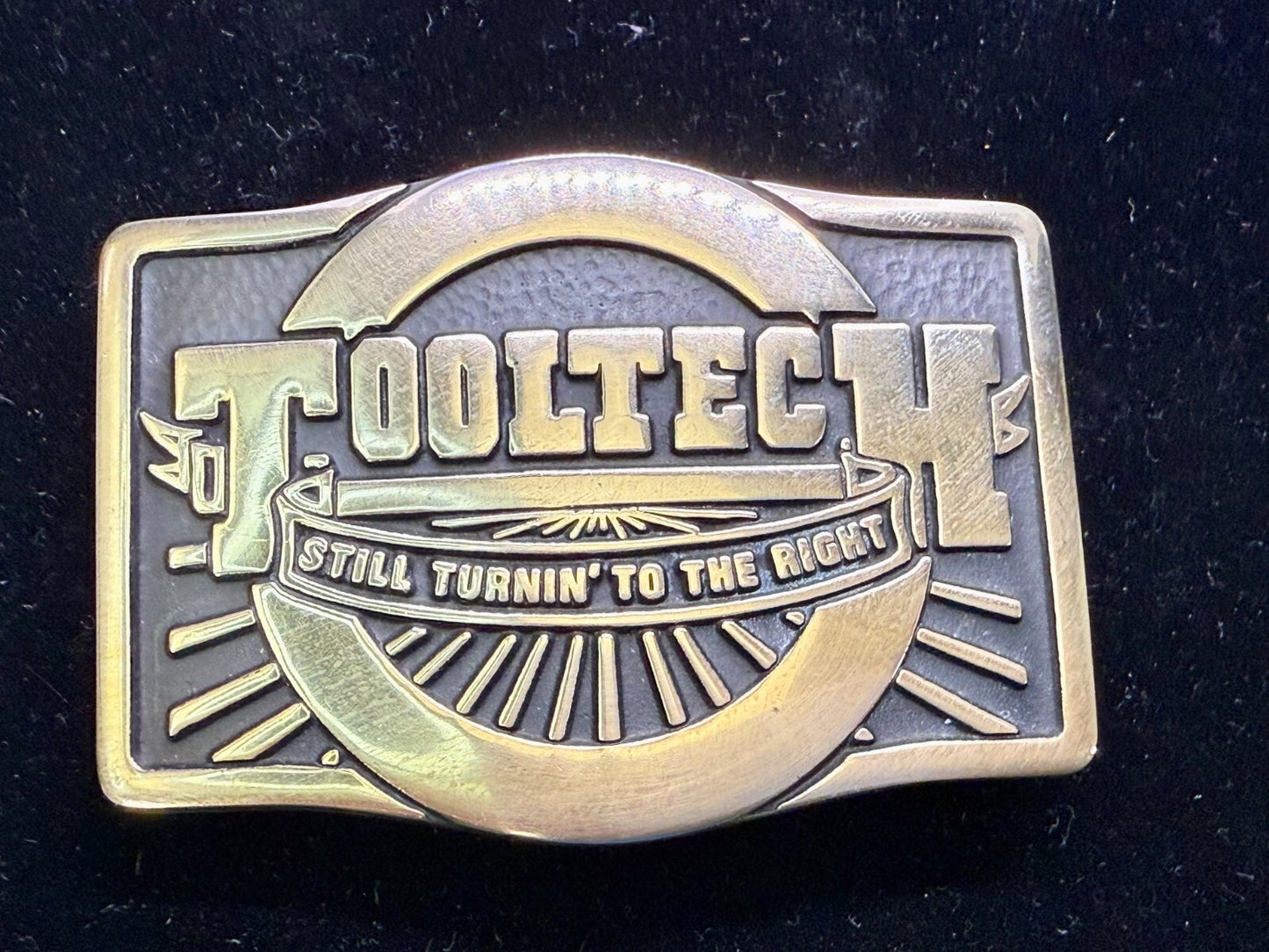Tooltech Still Turnin To The Right Solid Brass VTG 1984 Anacortes Belt Buckle