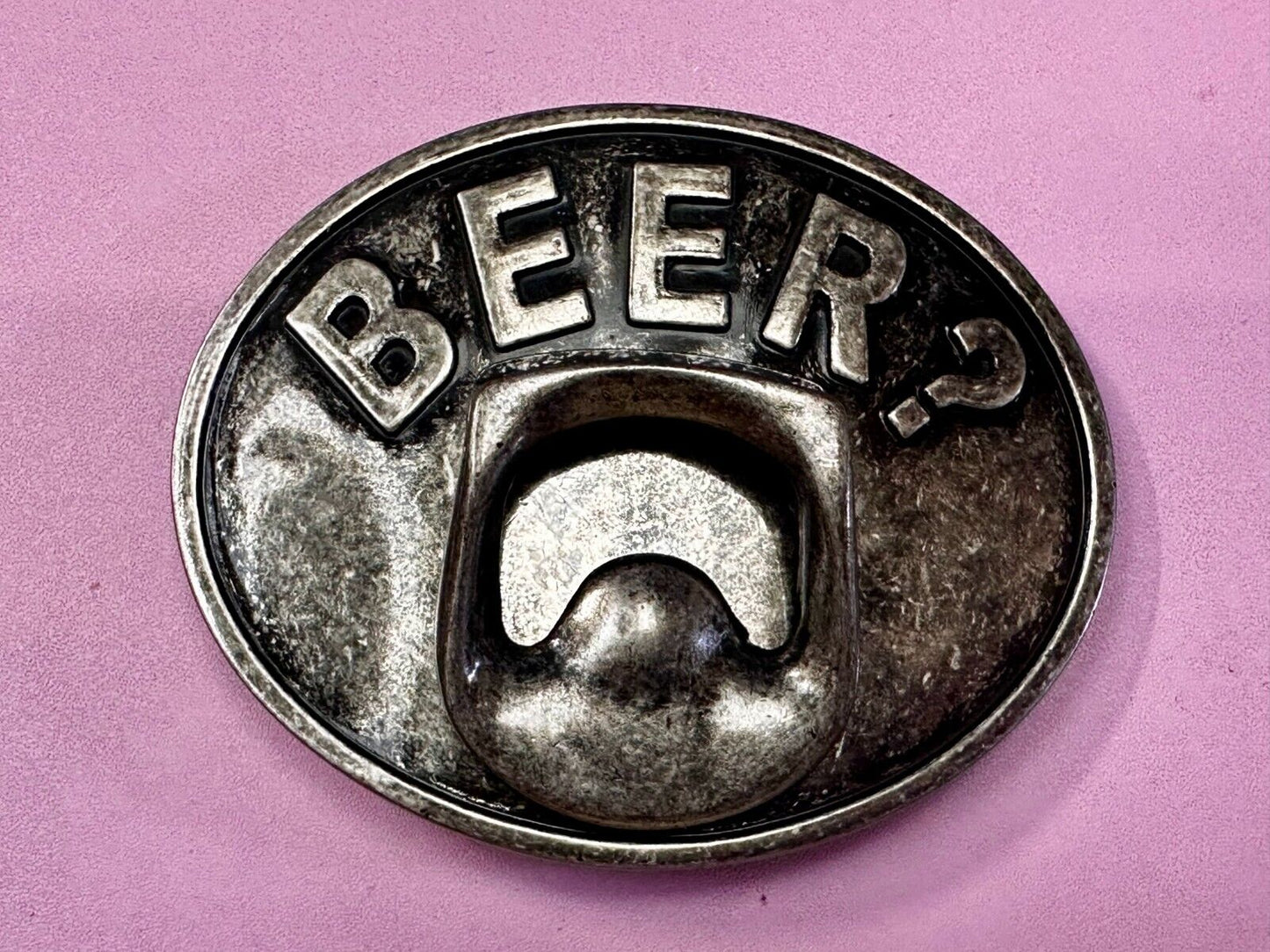 BEER = Bar Pickup Line Novelty Vintage Belt Buckle with Bottle Opener
