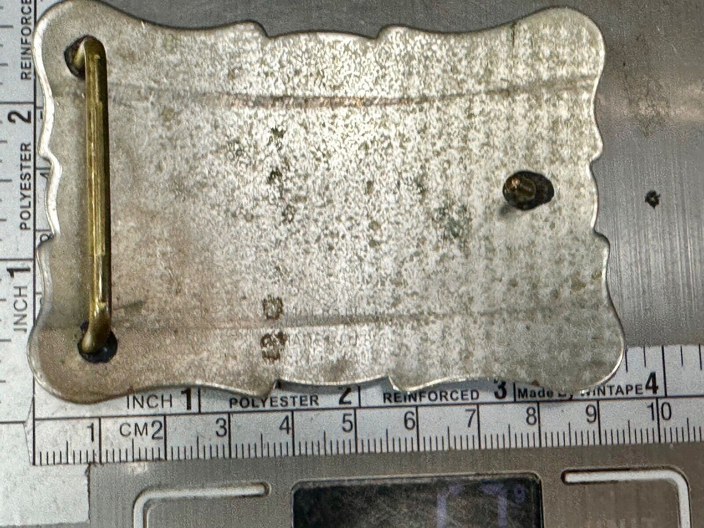 Vintage Covered Wagon two tone ornate cowboys out west flower swirl belt buckle