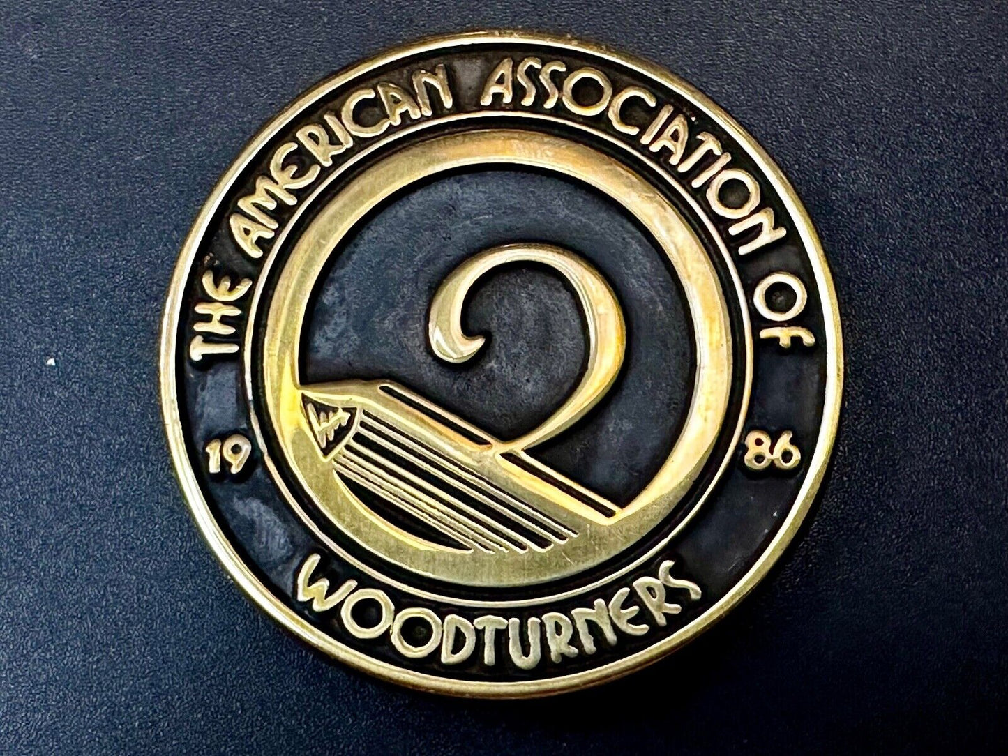 The American Association Woodturners AAW Commemorative Vintage 1986 Belt Buckle