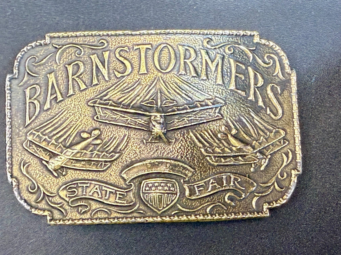 Barnstormers State Fair Show Bi Plane Fixed Wing Aircraft Lewis Belt Buckle